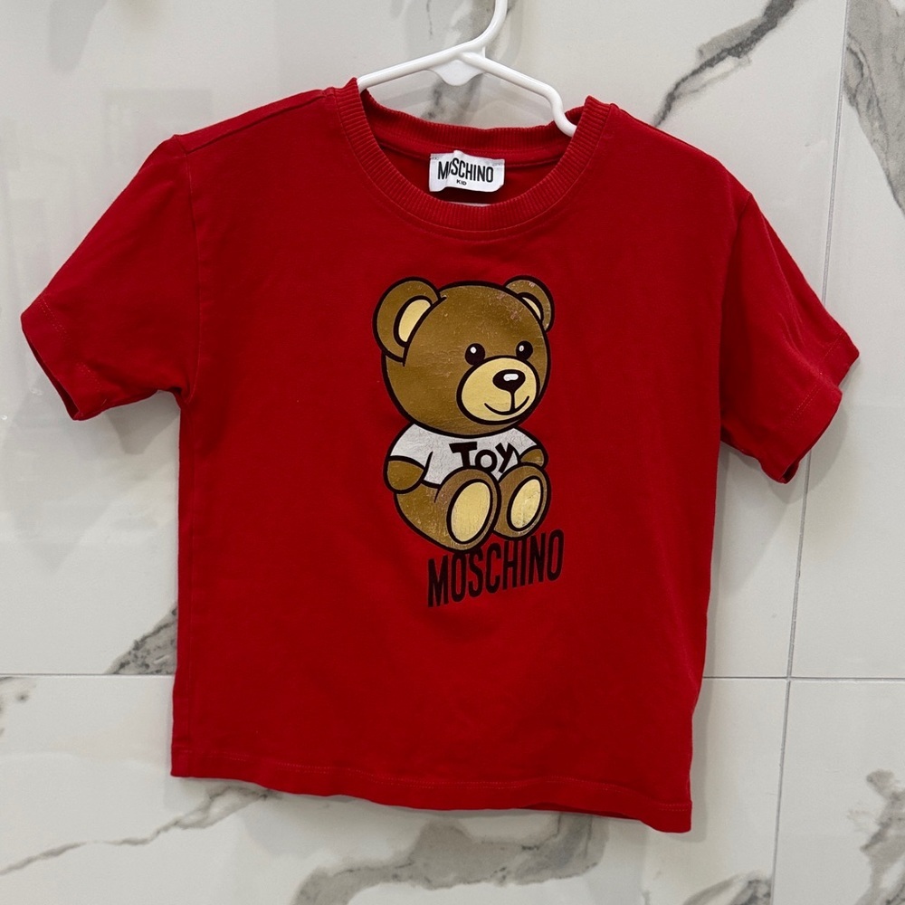Moschino Red Tee with Brown Teddy Bear Size 5
